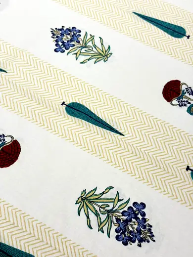 Azure Feather jaipuri print cotton bedsheet