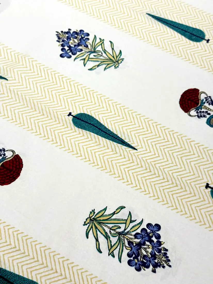 Azure Feather Jaipuri print cotton bedsheet, photo 1