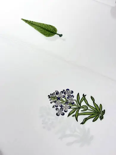 Azure Garden hand block cotton bedsheet