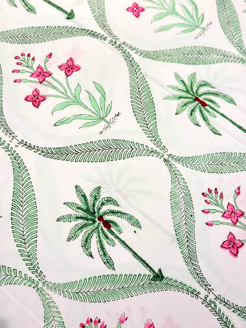 Blooming Vines hand block print cotton bedsheet, photo 1