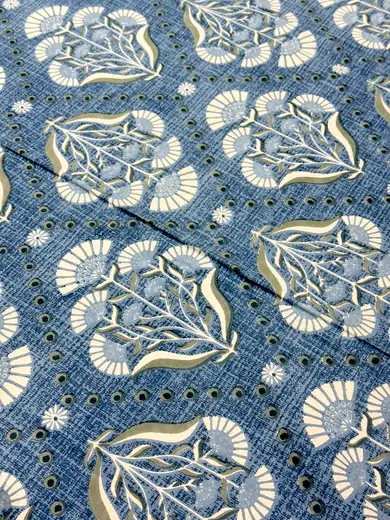 Blue Fern jaipuri print cotton bedsheet