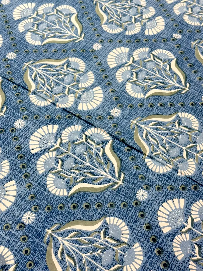 Blue Fern Jaipuri print cotton bedsheet, photo 1