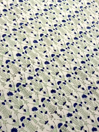 Bluebell Garden hand block cotton bedsheet