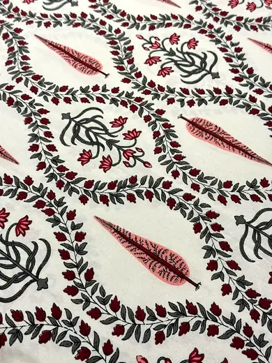 Crimson Garden Trellis jaipuri print cotton bedsheet