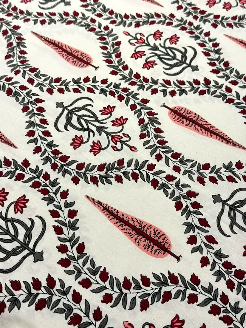 Crimson Garden Trellis Jaipuri print cotton bedsheet, photo 1