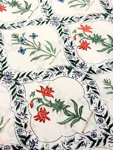Floral Harmony hand block cotton bedsheet