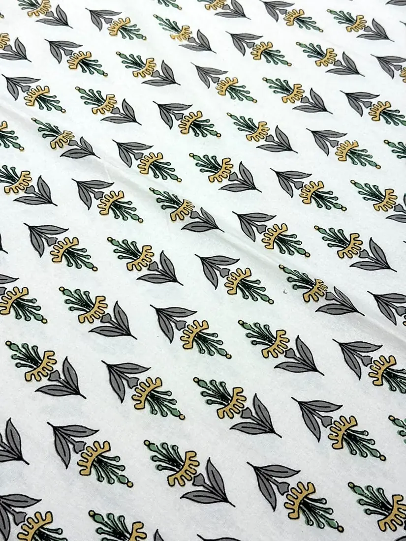 Golden Sprig Botanical Jaipuri print cotton bedsheet, photo 1