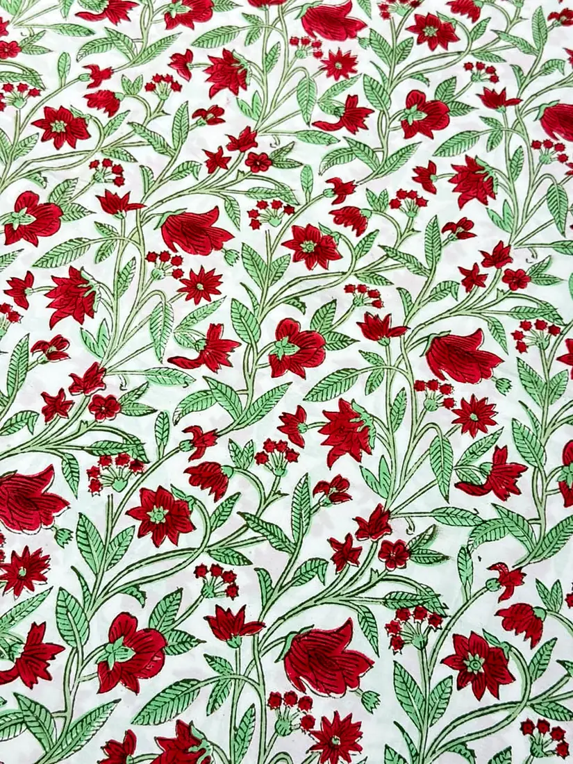 Gulnaar Garden hand block print cotton bedsheet, photo 1