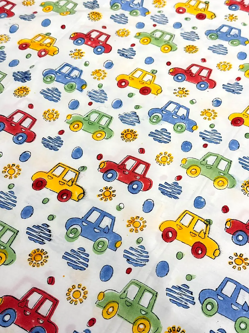 Happy Wheels hand block print cotton bedsheet, photo 1
