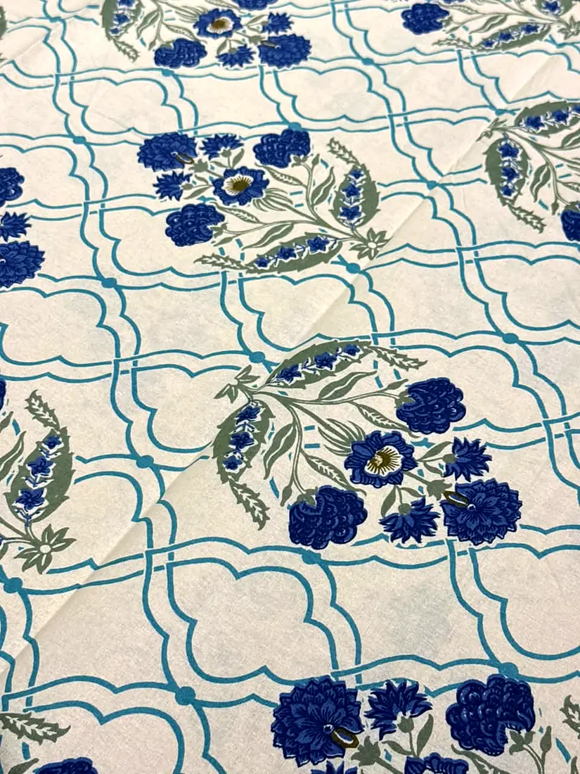 Indigo Blossom Jaipuri print cotton bedsheet, photo 1