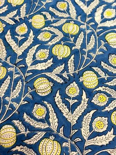 Indigo Garden hand block cotton bedsheet