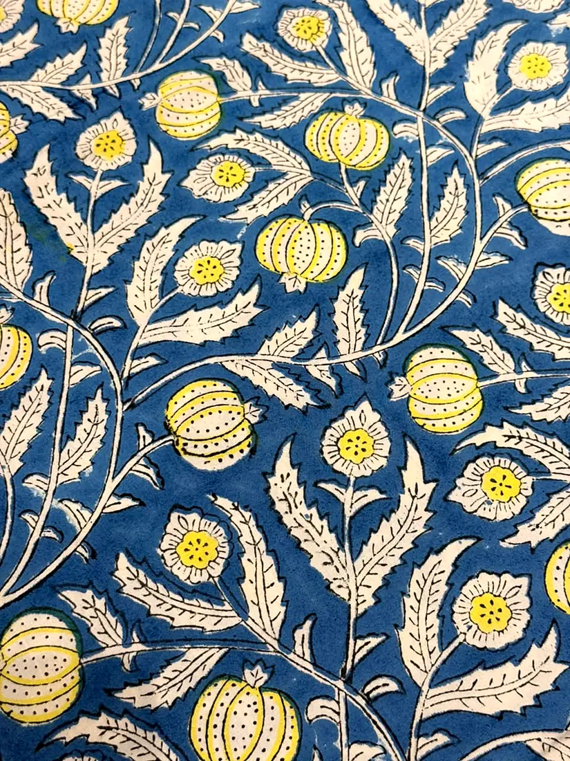 Indigo Garden hand block print cotton bedsheet, photo 1