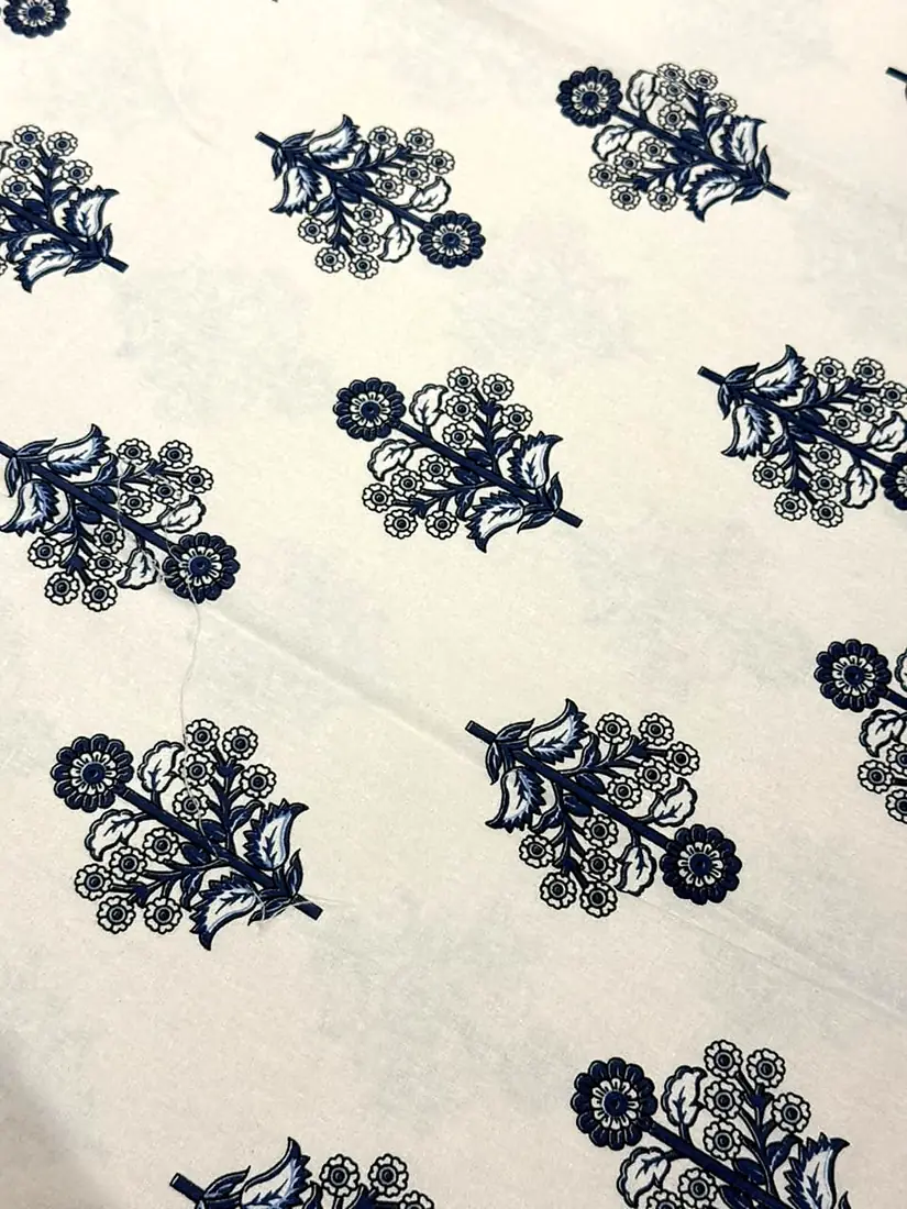 Indigo Garden Lattice Jaipuri print cotton bedsheet, photo 1