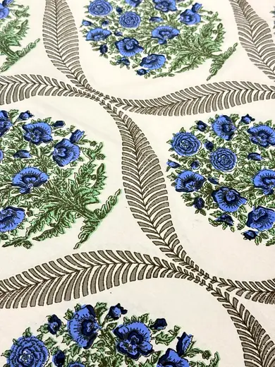 Indigo Medallion jaipuri print cotton bedsheet