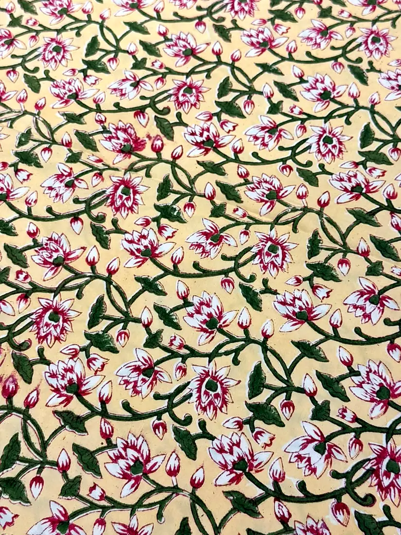 Lotus Heritage hand block print cotton bedsheet, photo 1