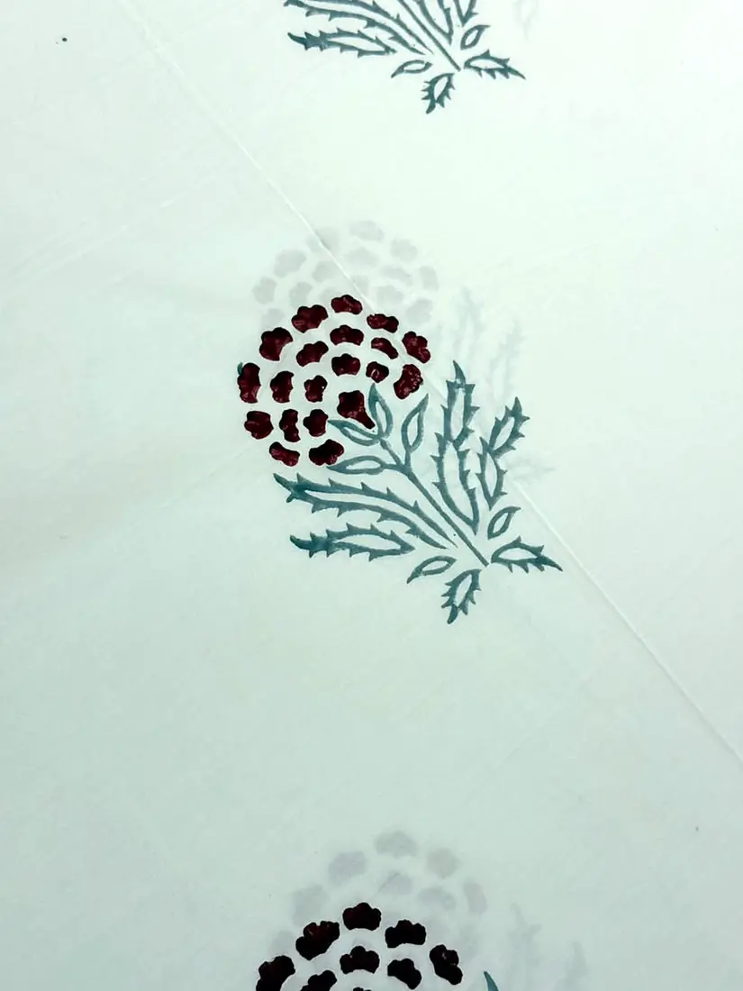 Maroon Bloom hand block print cotton bedsheet, photo 1