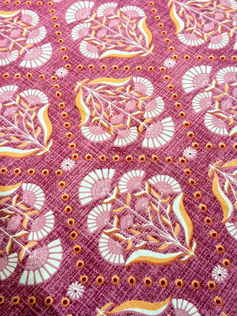 Mauve Mughal Jaipuri print cotton bedsheet, photo 1