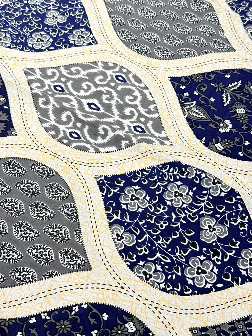 Mehfil-e-Neel Jaipuri print cotton bedsheet, photo 1