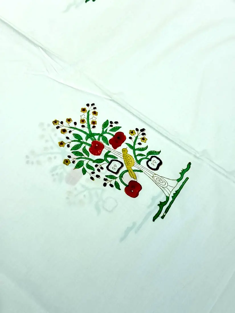 Orchard Whispers hand block print cotton bedsheet, photo 1