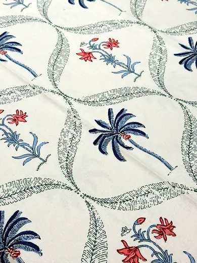 Palm & Blossom Trellis jaipuri print cotton bedsheet