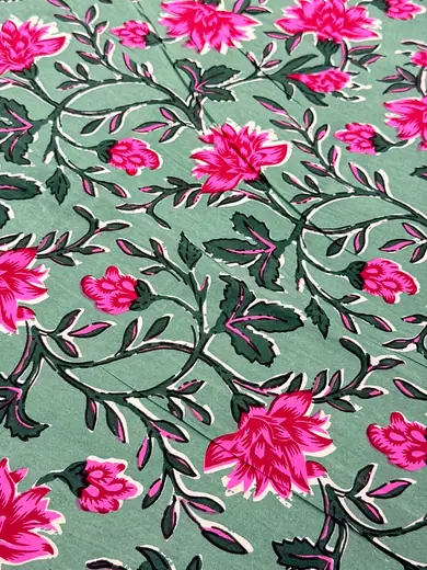 Pink Haveli Garden jaipuri print cotton bedsheet