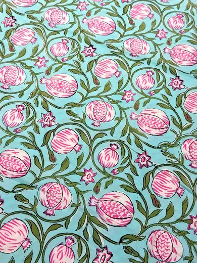 Pomegranate Trails hand block cotton bedsheet