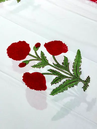 Poppy Floral hand block cotton bedsheet