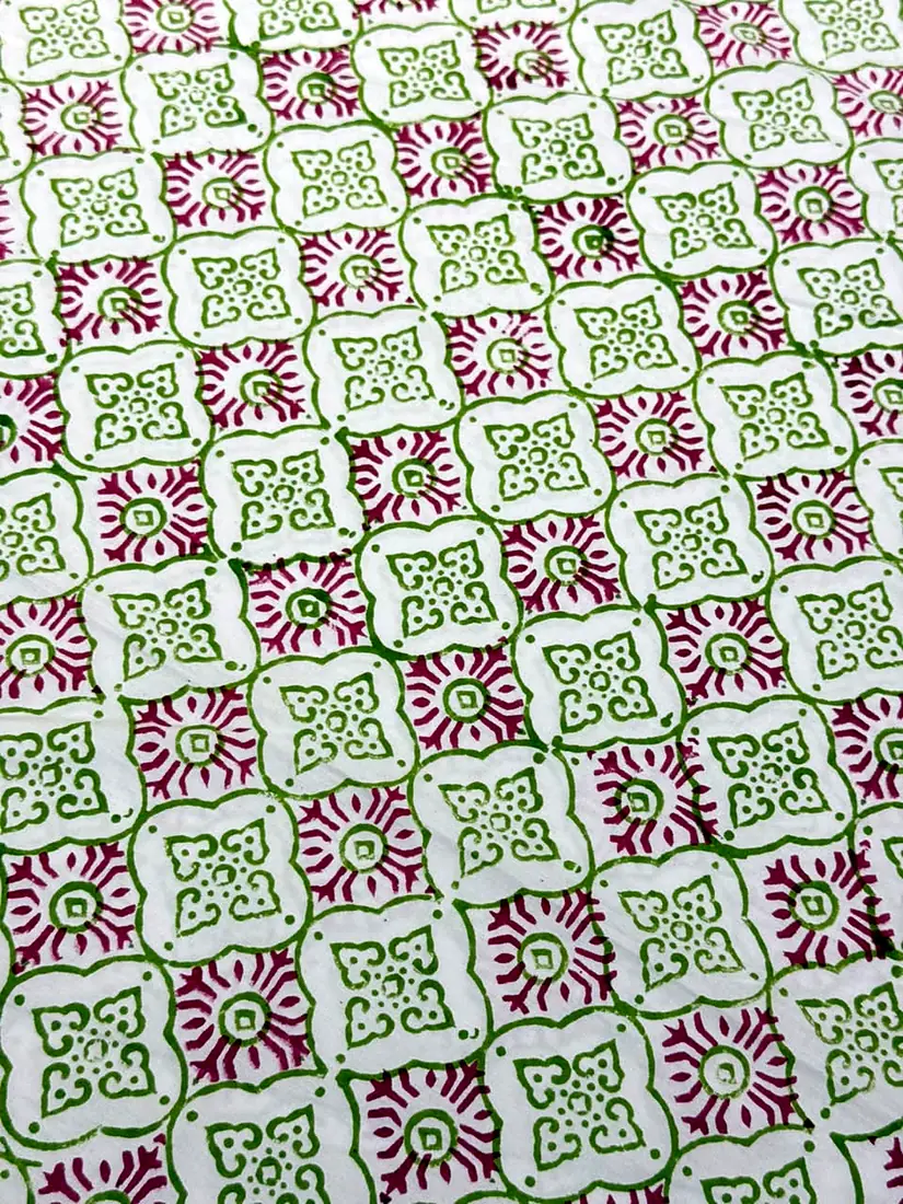 Rangoli Bloom hand block print cotton bedsheet, photo 1