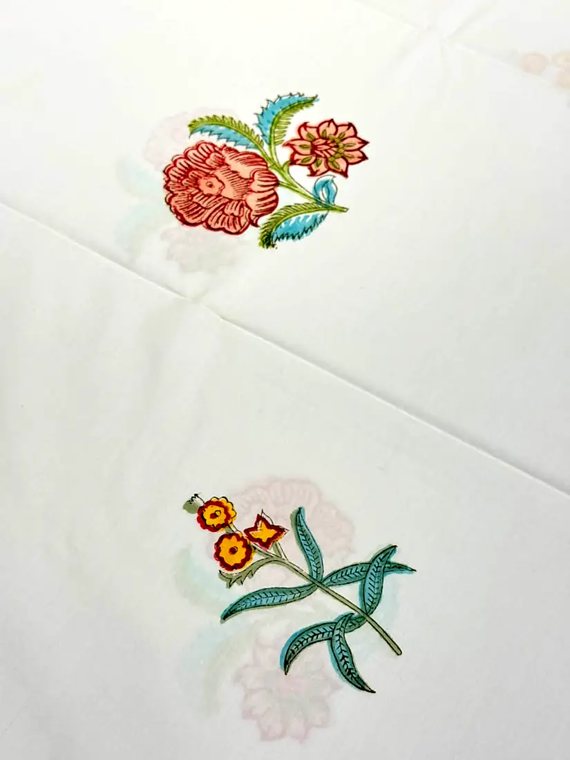 Rosé Whisper hand block print cotton bedsheet, photo 1