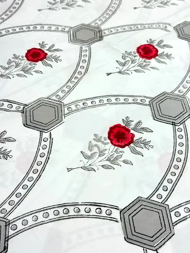 Rose Arch hand block cotton bedsheet