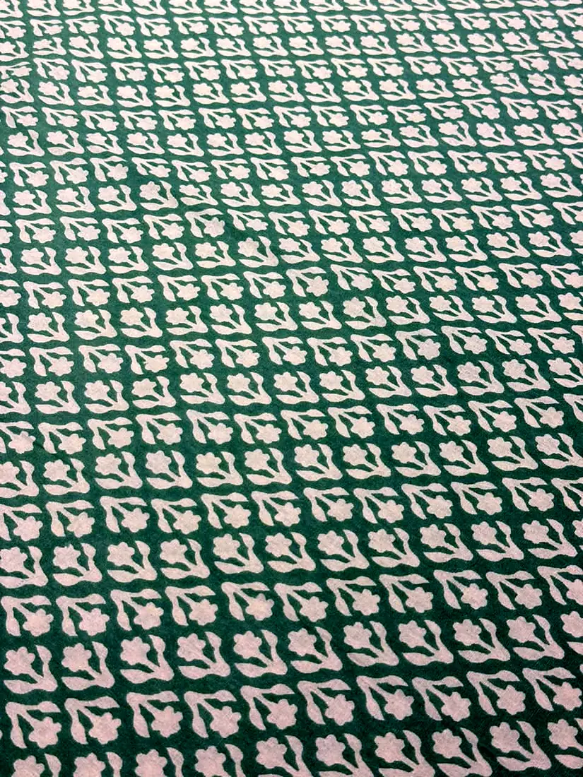 Sage Blossom Jaipuri print cotton bedsheet, photo 1