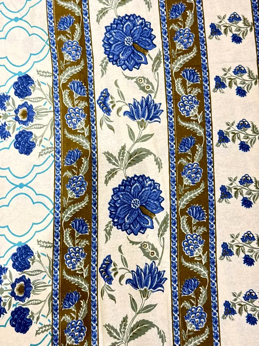Sapphire Vine Jaipuri print cotton bedsheet, photo 1