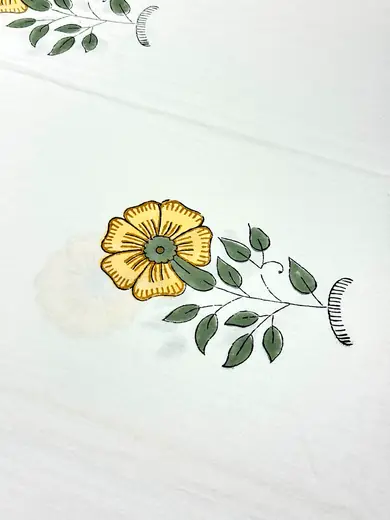 Sunlit Bloom hand block cotton bedsheet