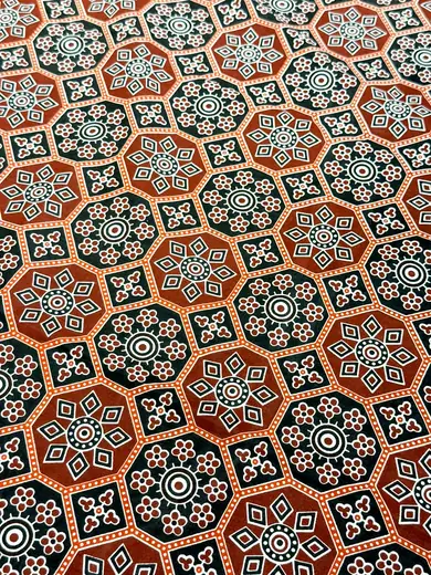 Surkh Geometric jaipuri print cotton bedsheet