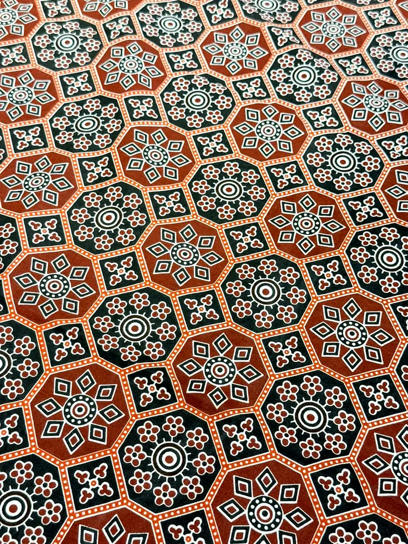 Surkh Geometric Jaipuri print cotton bedsheet, photo 1