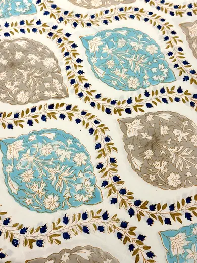 Turquoise Royale hand block cotton bedsheet