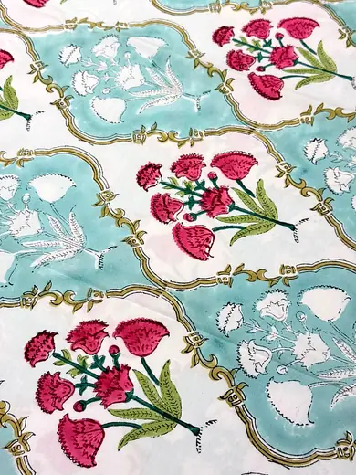 Vintage Rose hand block cotton bedsheet